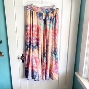 Soft Surroundings Butterfly Jardin D'eau Maxi Skirt Batik Watercolors NEW Large